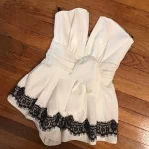 NBD Adorable,Sexy White Black Lace Trim Playsuit